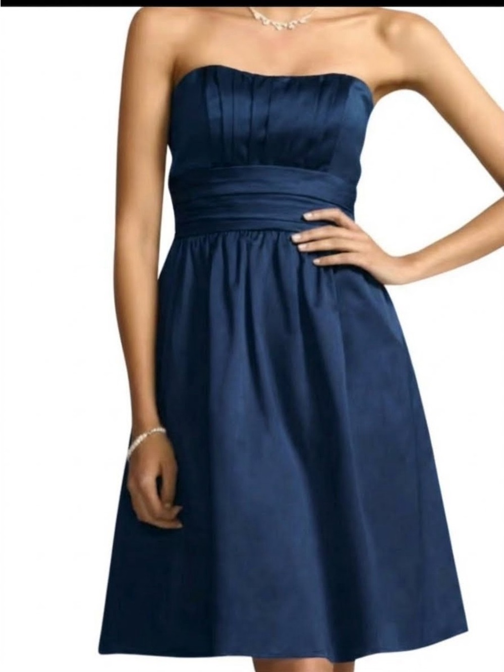 David’s Bridal strapless Marine Blue Bridesmaid Cocktail Dress Sz 16 Style 83312